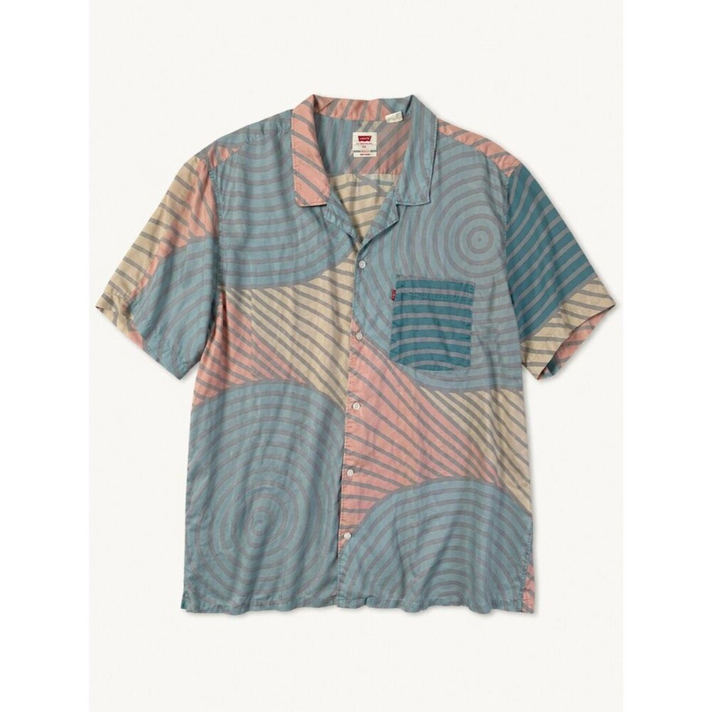 Levi’s Relaxed Fit Button Up Shirt XL Pastel Swirl Print Short Sleeve 80s retro